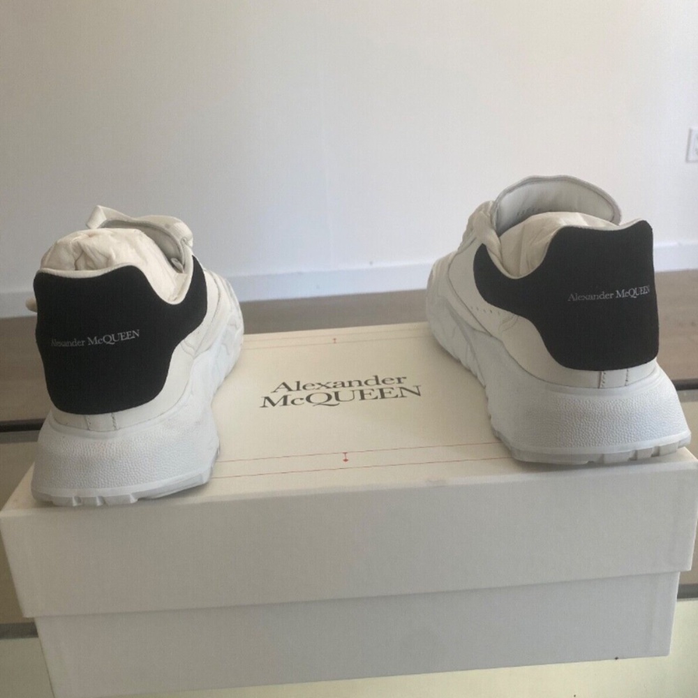 Alexander McQueen Oversized Court Trainer 'White Black' Size 40.5